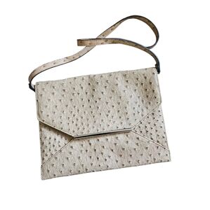 Merona Tan Faux Ostrich Leather Clutch/ Shoulder Bag